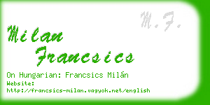 milan francsics business card